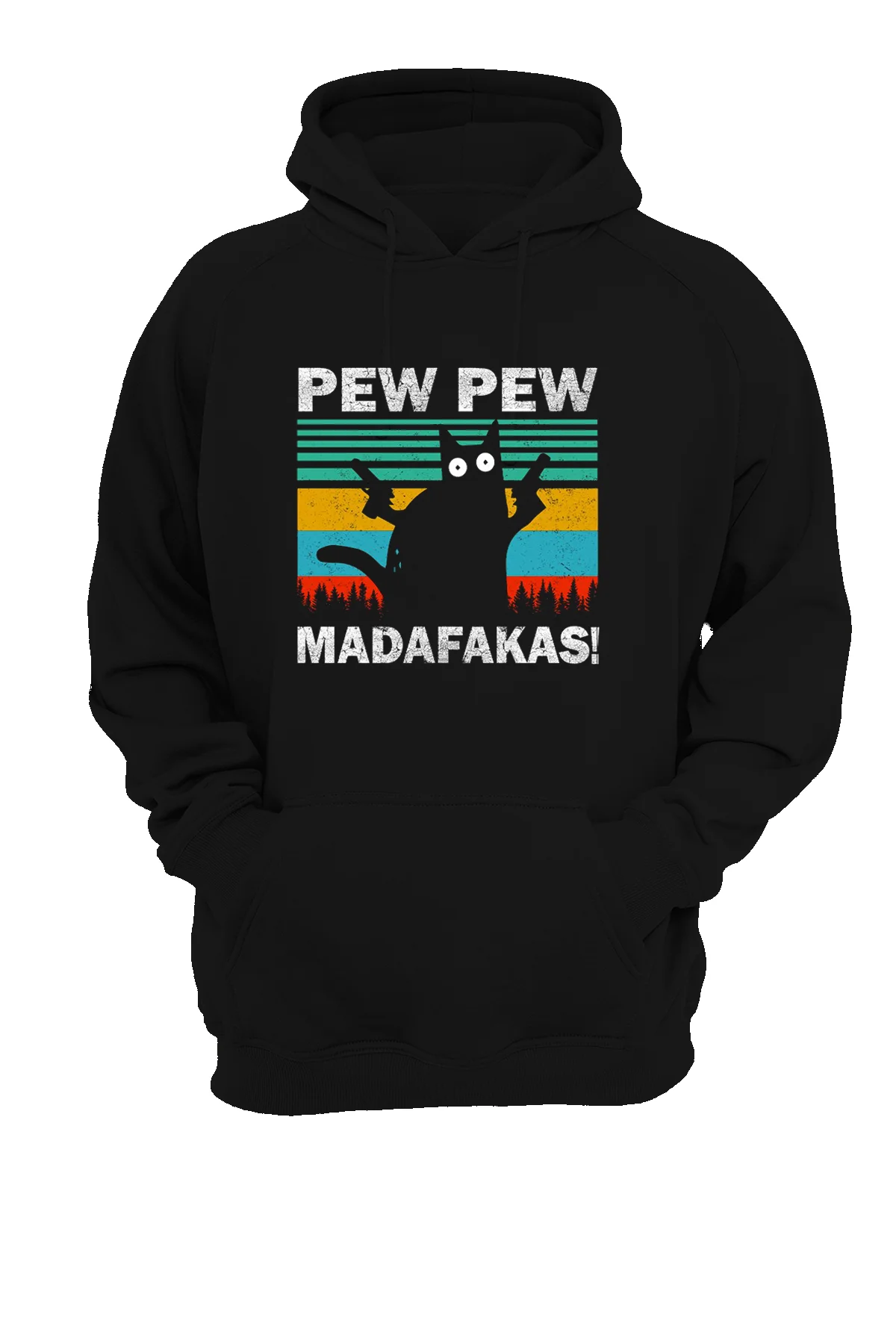 Pew Pew Kedi Baskılı, 3 iplik. Şardonlu, İçi Polar, Kalın, (600 gr.) Sweatshirt
