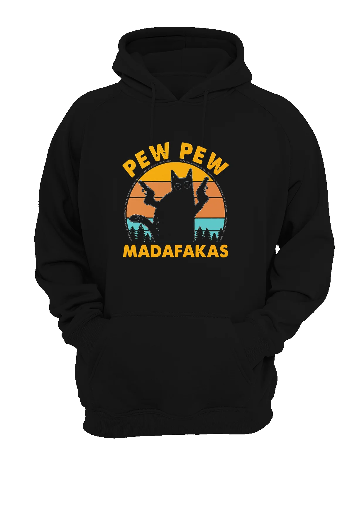 Pew Pew Kedi Baskılı, 3 iplik. Şardonlu, İçi Polar, Kalın, (600 gr.) Sweatshirt