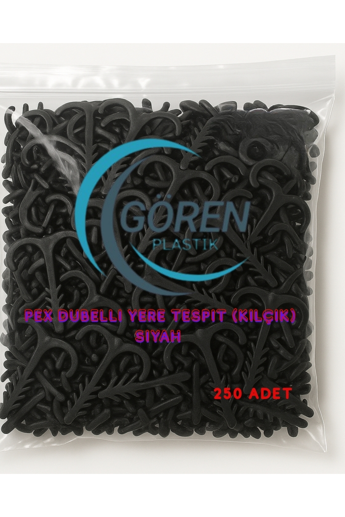 Gören Pex Dubelli Yere Tespit Kılçık Siyah (250'Li Paket) - Yerden İsıt