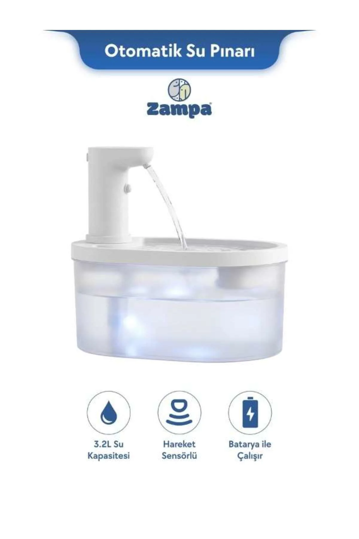 PF-010 Oval Pet Otomatik Su Pınarı 3.2L - Bataryalı ve Akıllı Sen
