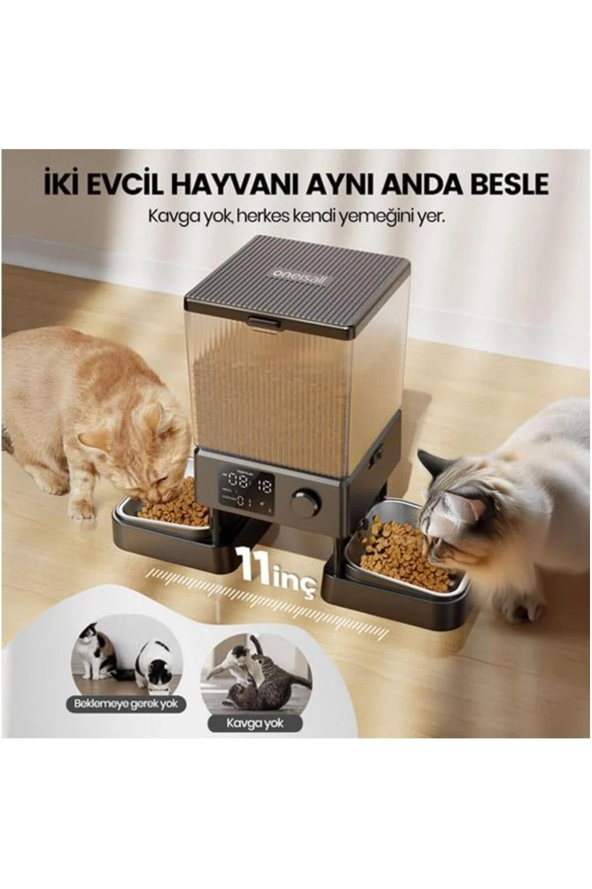 PFD-002 5 L Zaman Ayarlı Kedi ve Köpekler için İkili Otomatik Mam