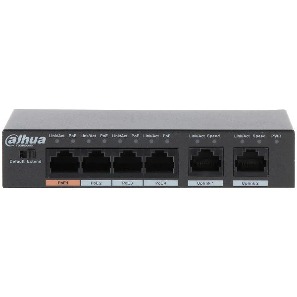 PFS3006-4ET-60-V2, 6 Port, Megabit, 4 Port PoE, 60W, Yönetilemez, Masaüstü Switch
