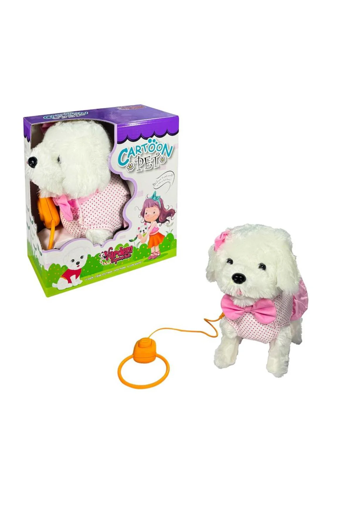 PFT-B025 PELUŞ TASMALI YÜRÜYEN KÖPEK PEMBE -VRD