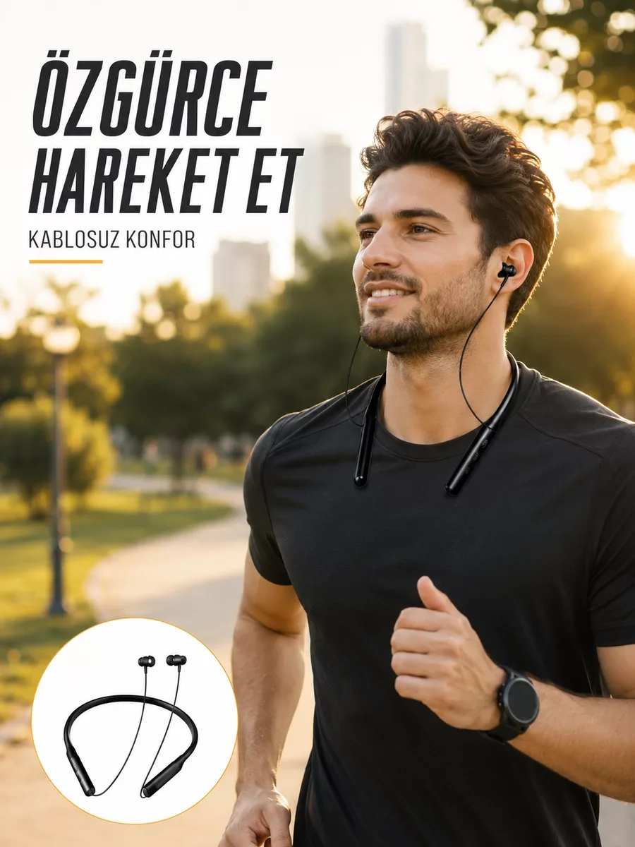 PG-100 Kablosuz Bluetooth Kulaklık Yeni Nesil - 50 Saat Pil Ömrü, Hafif Spor Kulaklığı