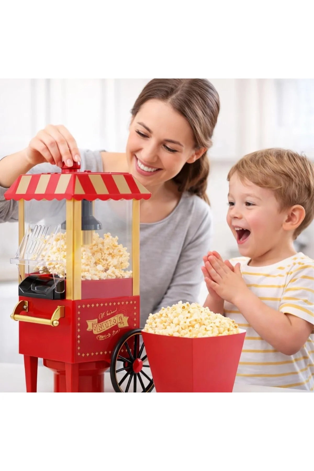 PG-618 Retro Popcorn Mısır Patlatma Makinesi 1200W Kırmızı 39 x 1