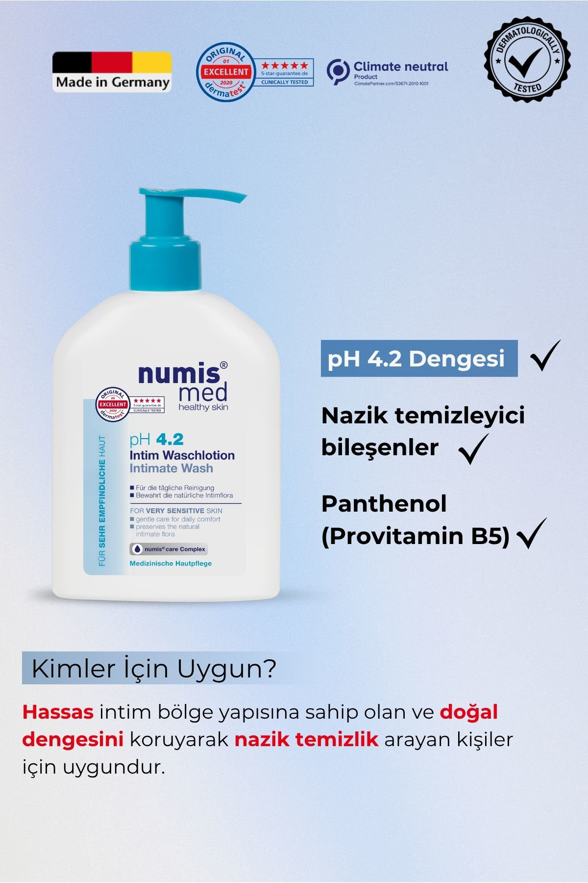 pH 4.2 İntim Yıkama Jeli 200 ml – Hassas Ciltlere Özel Flora Koruyucu ve Yatıştırıcı Bakım