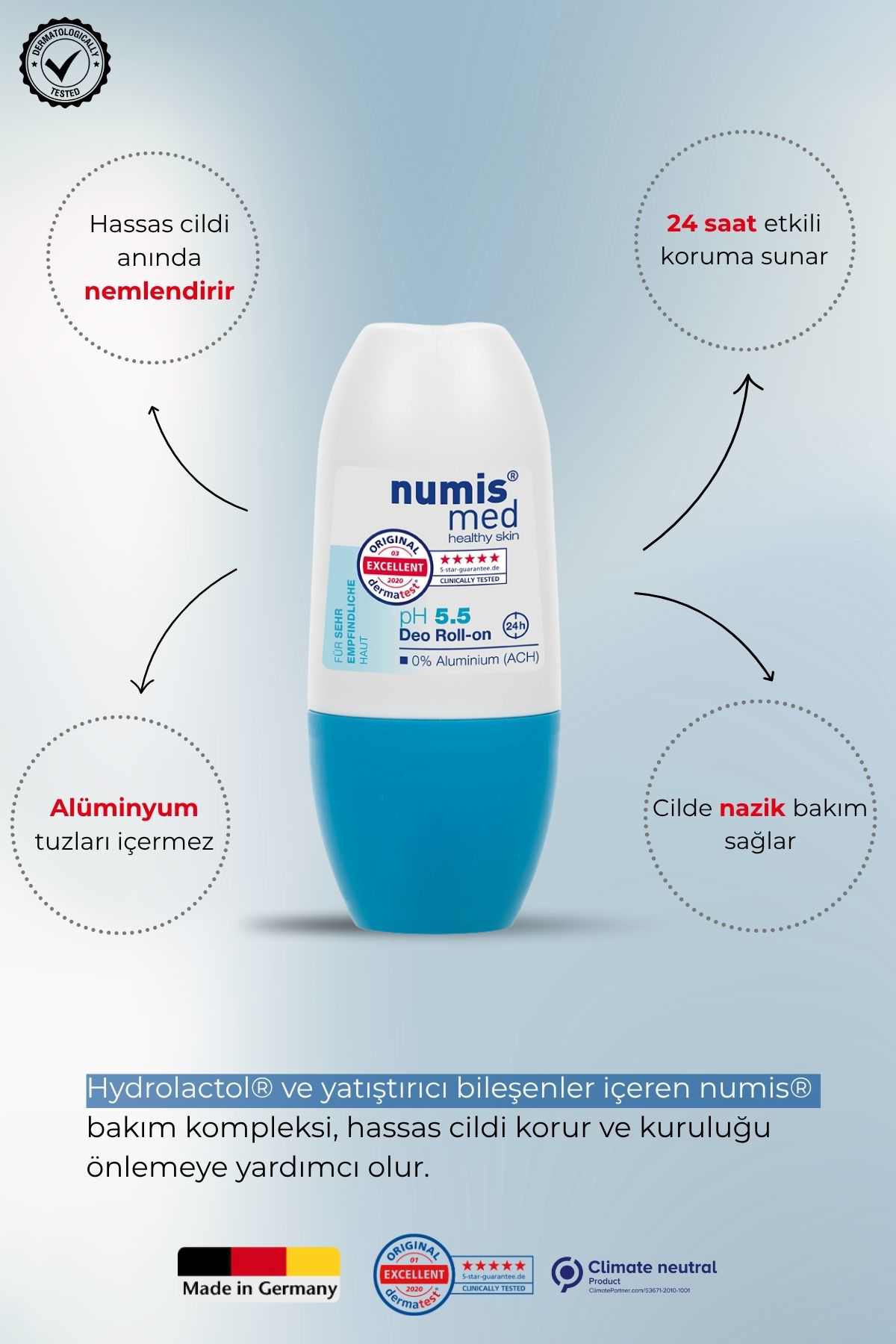 pH 5.5 Deo Roll-On 50 ml – Hassas Ciltlere Özel Alüminyumsuz Günlük Deodorant