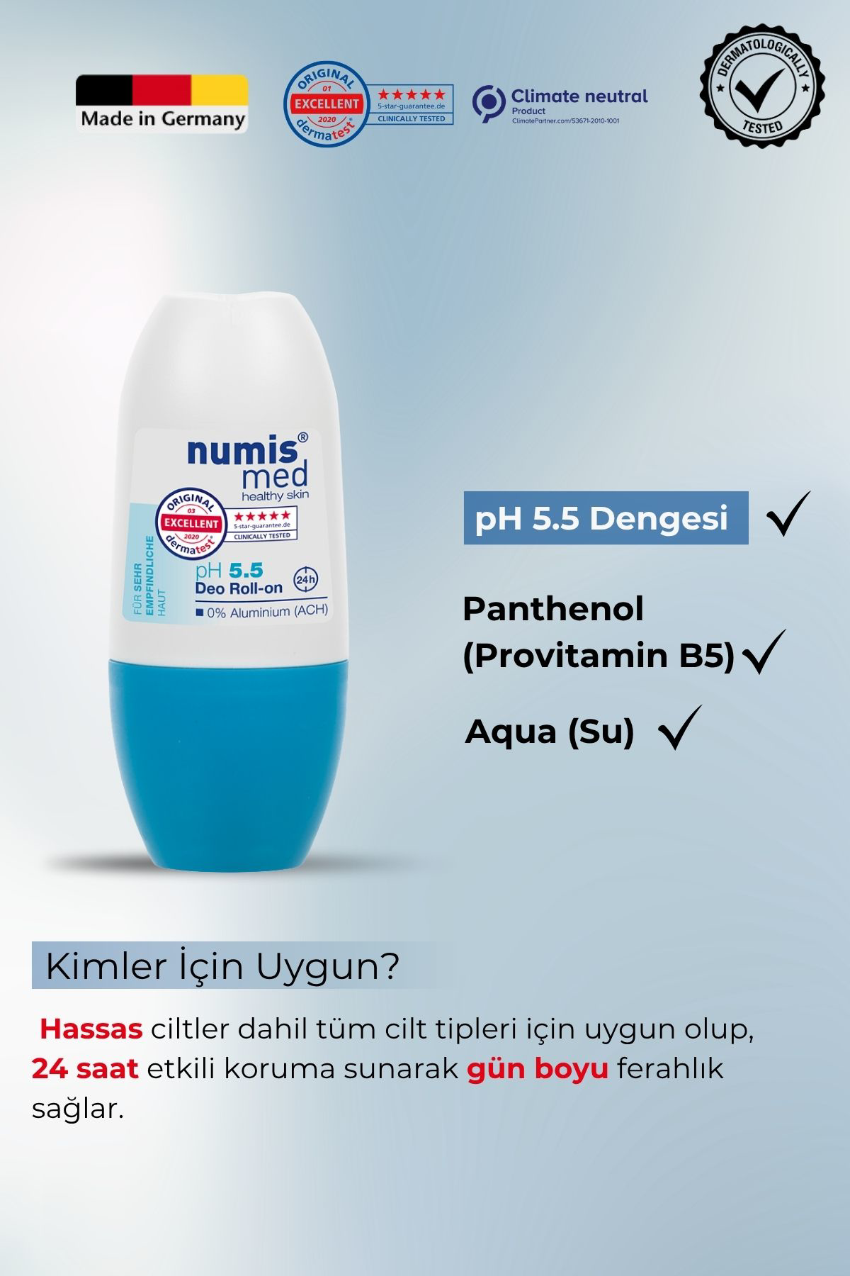 pH 5.5 Deo Roll-On 50 ml – Hassas Ciltlere Özel Alüminyumsuz Günlük Deodorant