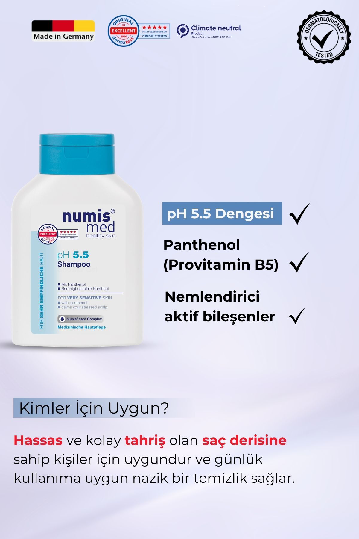 pH 5.5 Şampuan 200 ml - Hassas Saç Derisi İçin Nazik Temizleyici ve Nemlendirici Bakım
