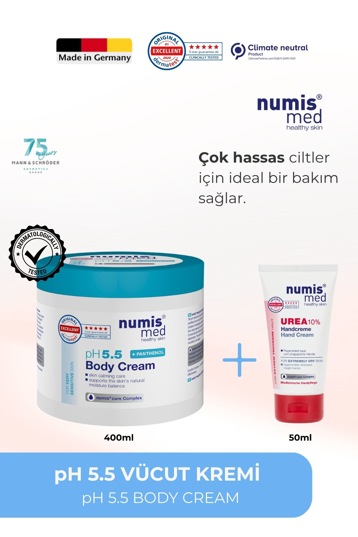 pH 5.5 Vücut Kremi 400 ml – Çok Hassas Ciltler İçin Nemlendirici Bakım Kremi