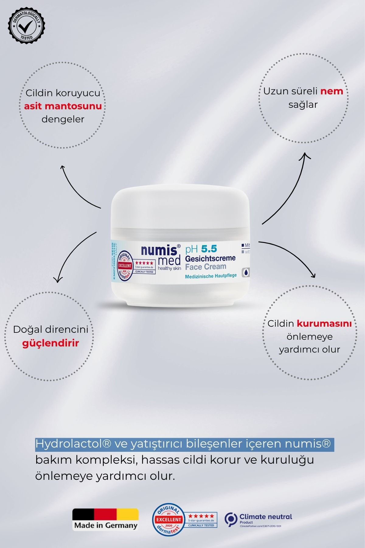 pH 5.5 Yüz Kremi 50 ml - Hassas Ciltler İçin Nemlendirici ve Yatıştırıcı Bakım