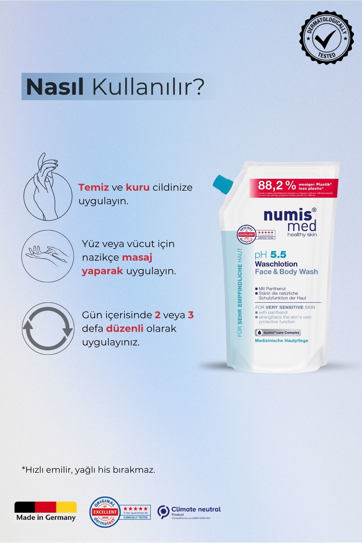 pH 5.5 Yüz ve Vücut Yıkama Jeli 500 ml Refill – Hassas Ciltler İçin Nazik Temizlik