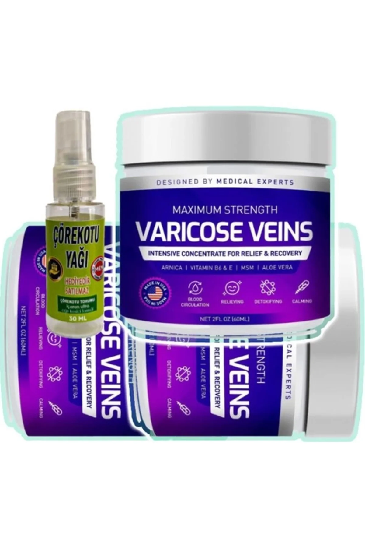 Pharmapulse Varisli Damak Kremi 100 ml x 3 + Çörek Otu Yağı 30 ml | Varis ve Damar Bakım Seti