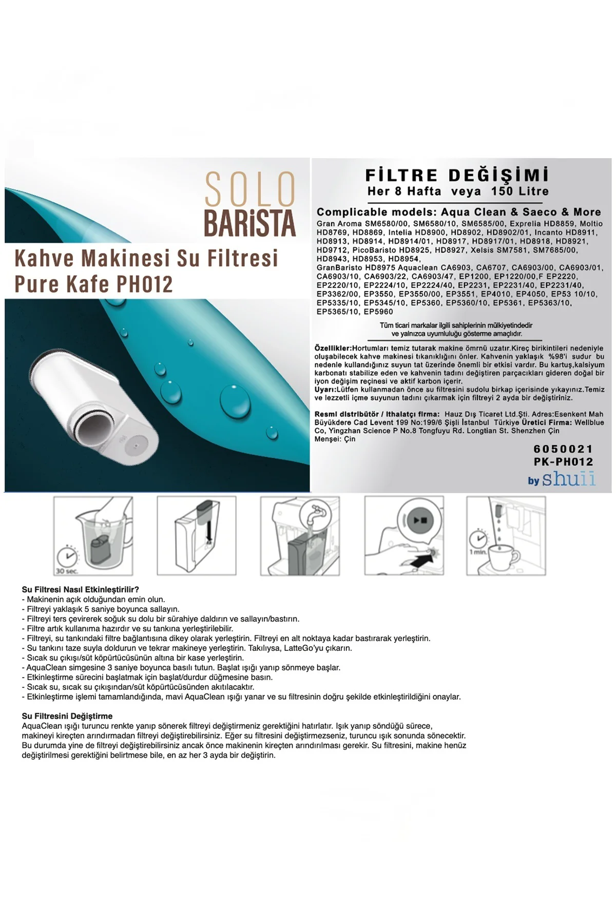 Philips Aquaclean Kahve Makinesi Kireç Önleyici Su Filtresi 8 Ade
