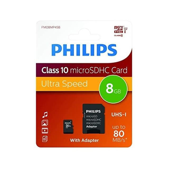 Philips FM08MP45B/00 8GB Class10 UHS-I U1 TF Adaptörlü Micro SDHC