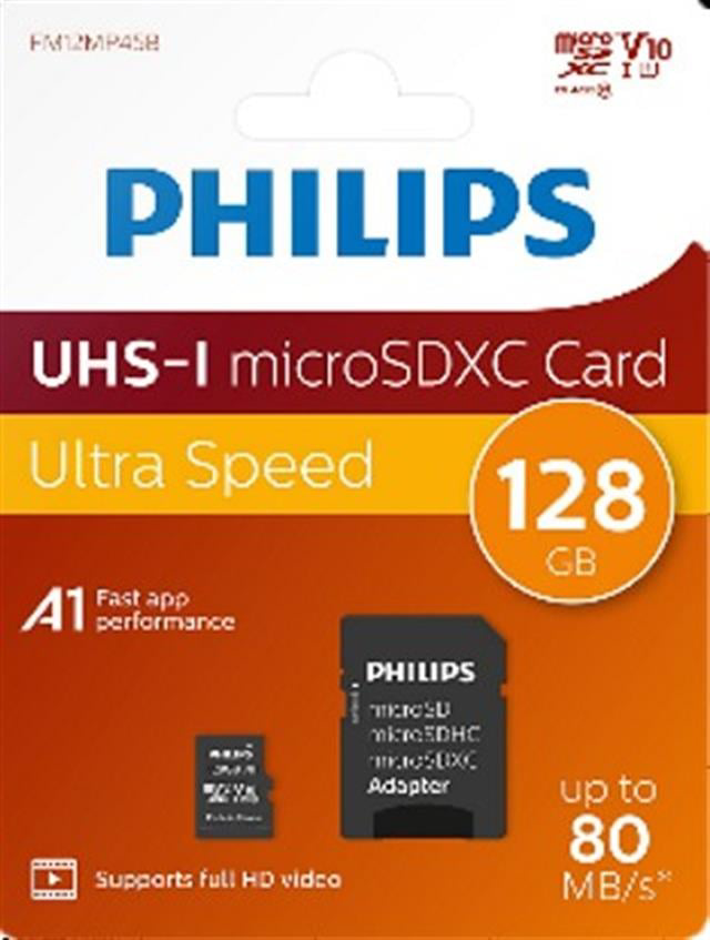 Philips FM12MP45B/00 128GB Class10 UHS-I U1 TF Adaptörlü Micro SD