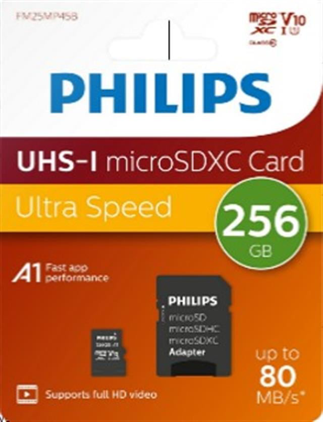 Philips FM25MP45B/00 256GB Class10 UHS-I U1 TF Adaptörlü Micro SD