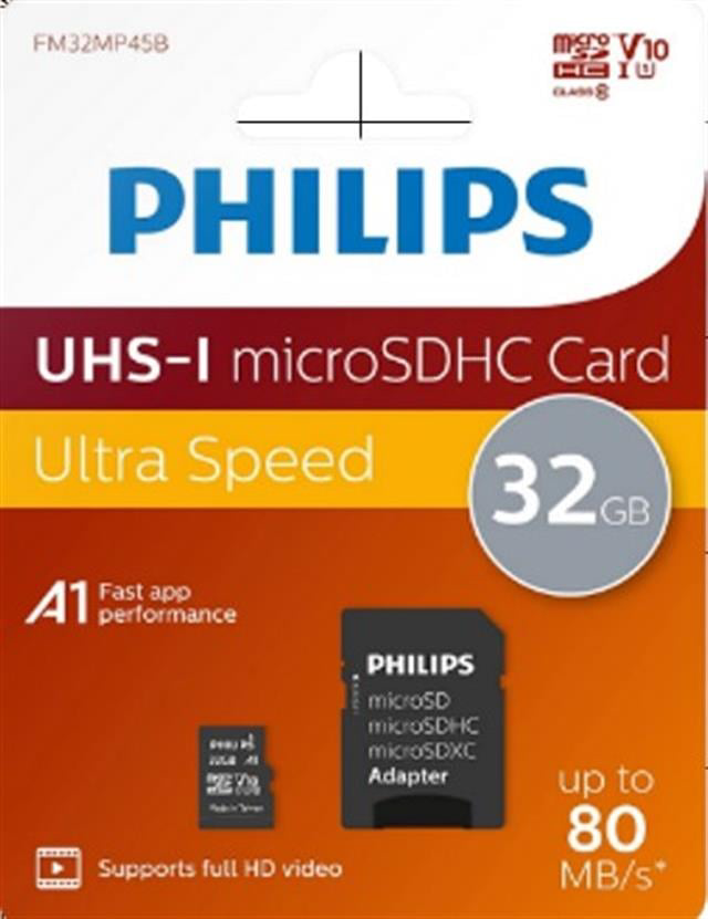 Philips FM32MP45B/00 32GB Class10 UHS-I U1 TF Adaptörlü Micro SDH