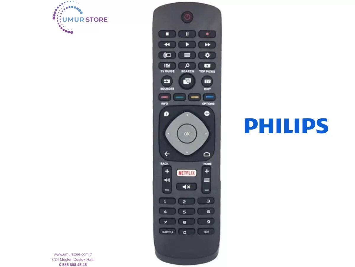 Philips İle Uyumlu 43PUS7303/12 Klavyesiz Yedek Televizyon Kumand