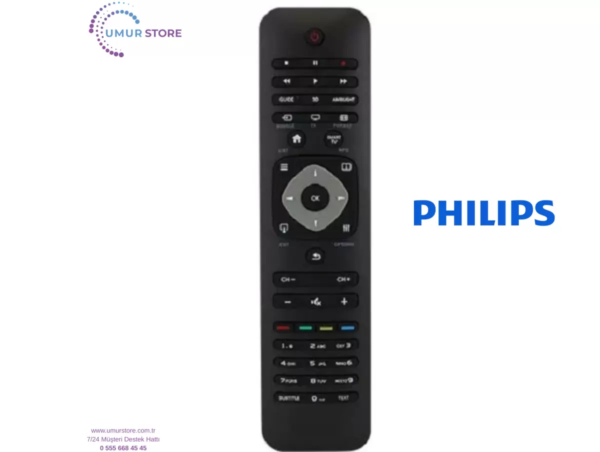 Philips İle Uyumlu 42PFL6198K/12 Klavyesiz Televizyon Kumandası
