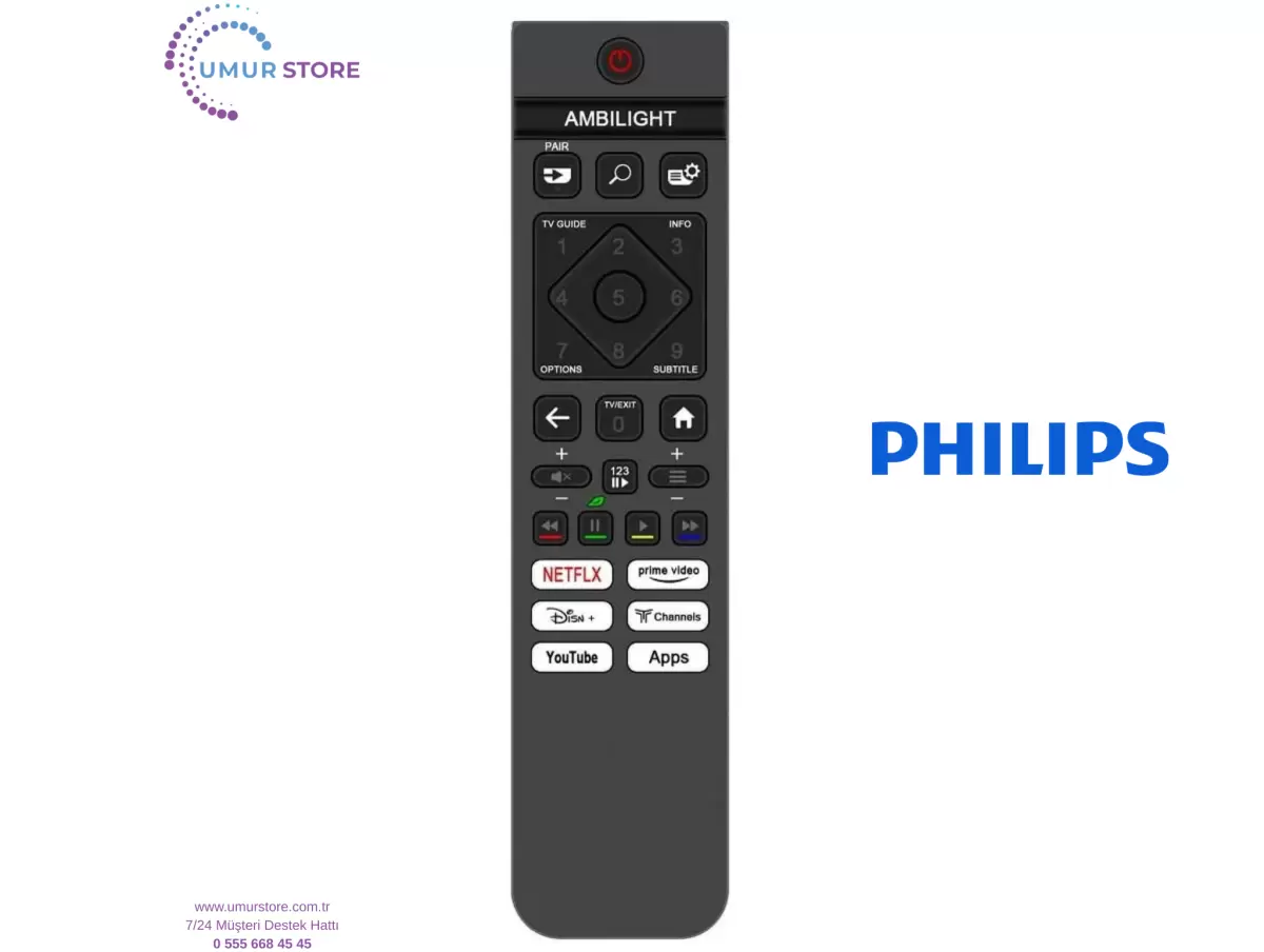 Philips İle Uyumlu Model 65PUS8909/62 Smart Led Tv Kumandası-Mikr