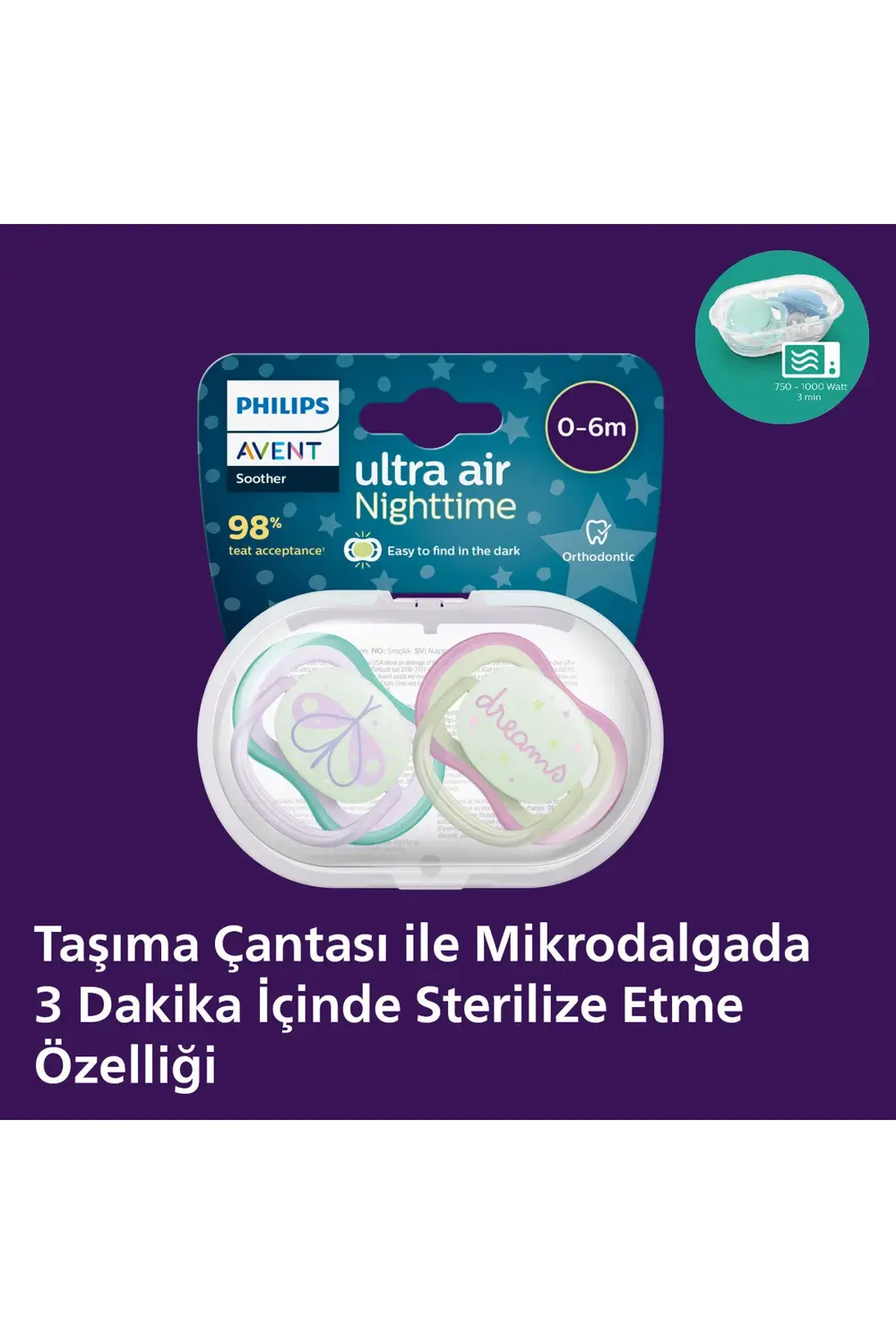 Philips SCF376/19Ultra Air Night Gece Emziği 0-6 ay (  Karanlıkta