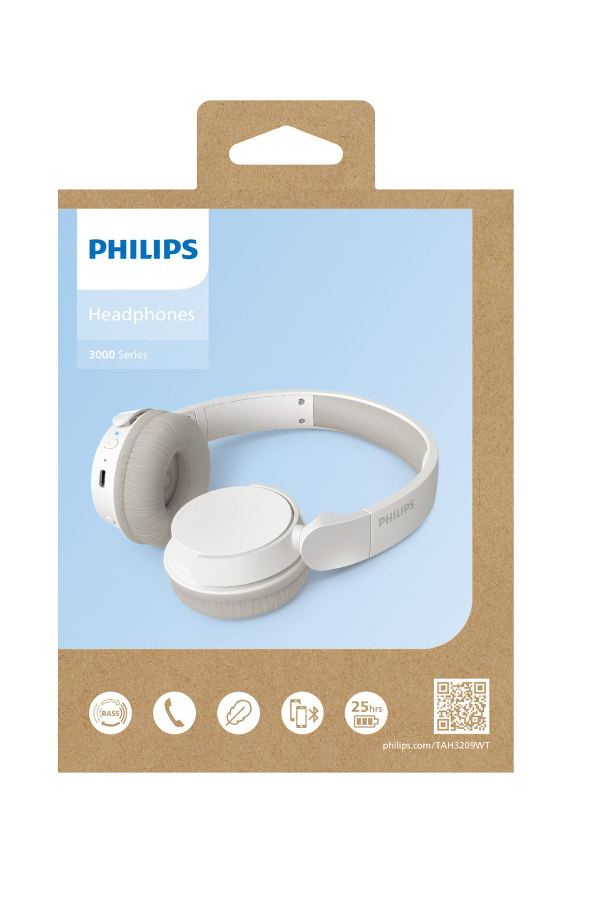 Philips Tah3209WT Kablosuz Kulak Üstü Kulaklık Dinamik Bas, Bluet