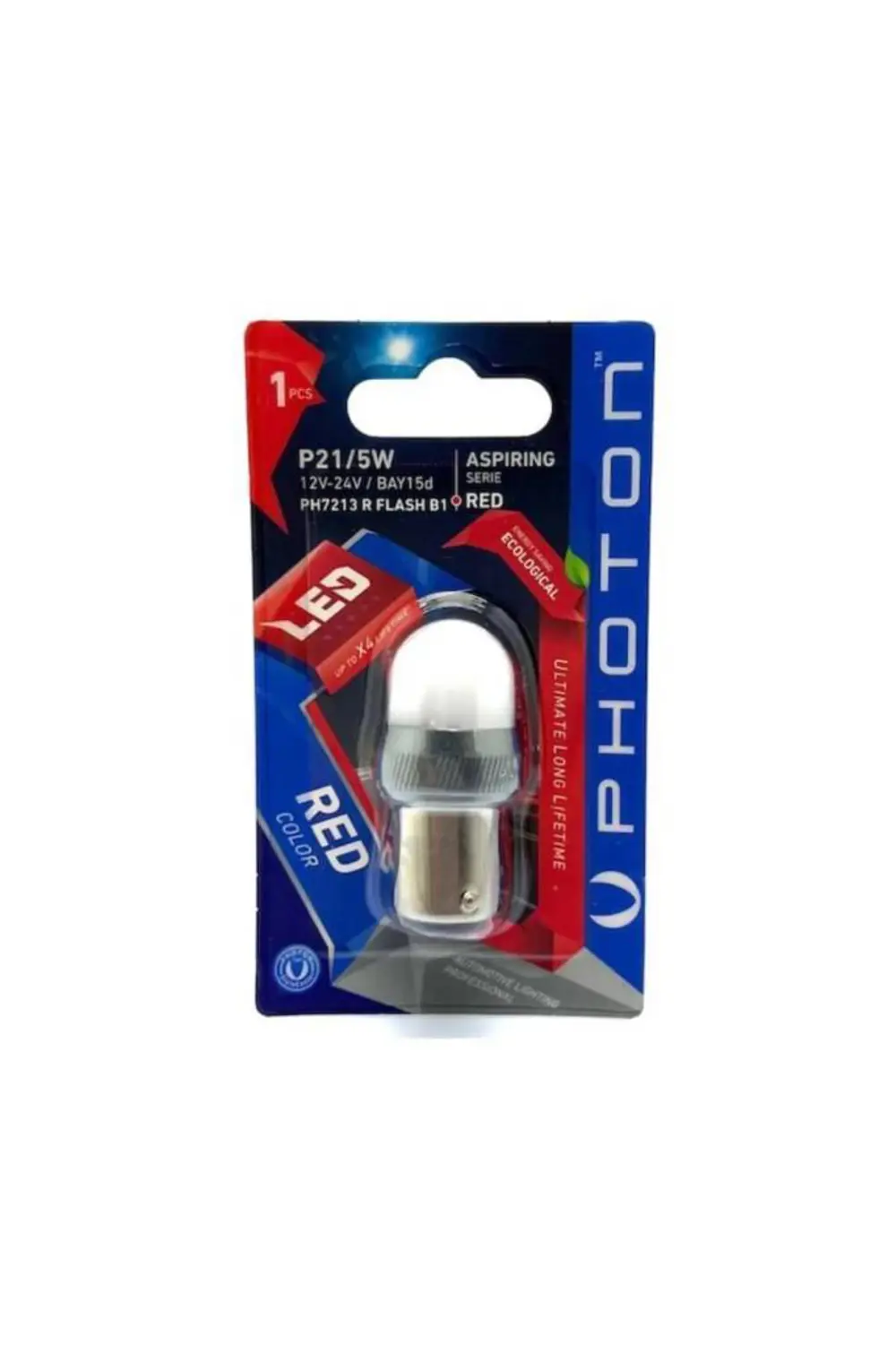 Photon P21/5W Kırmızı Flash Tekli Blister 12-24V PH7213 R FLASH B