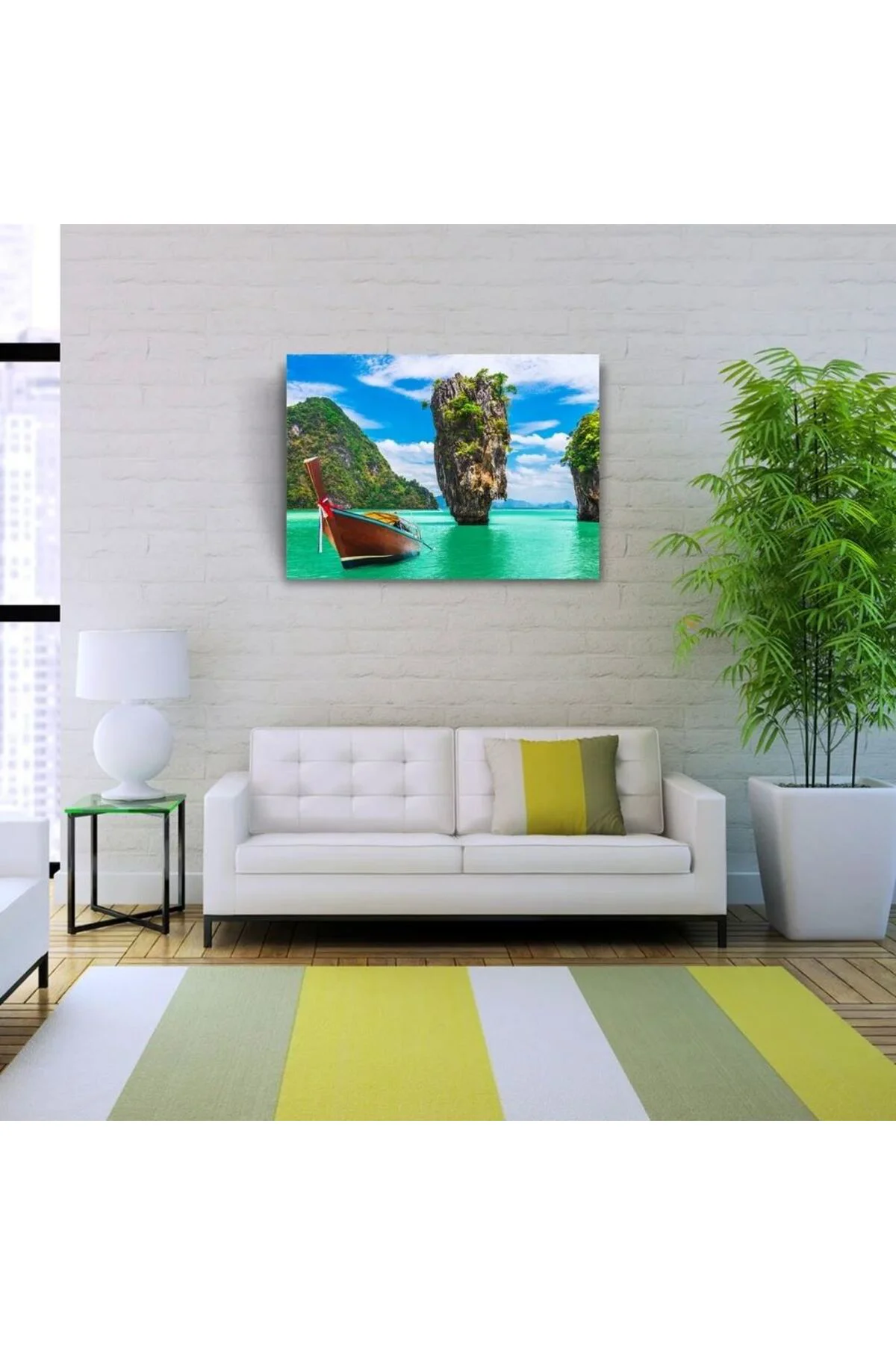 Phuket, Kayık ve Adalar Manzarası Kanvas Tablo 50 x 70 Fiyatı, Yorumları ve Özellikleri