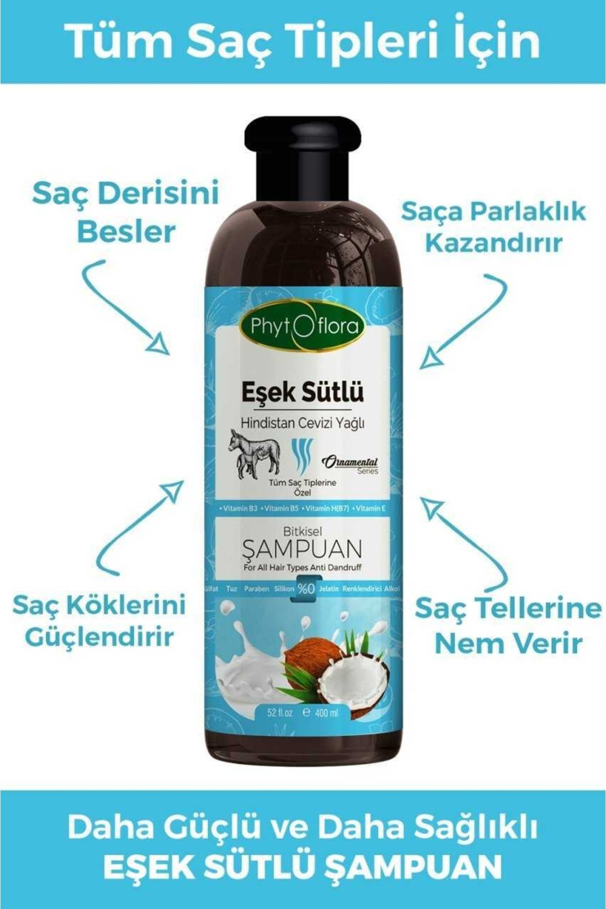 Phytoflora Kepek Karşıtı Tuzsuz Eşek Sütü Ve Hindistan Cevizi Yağ