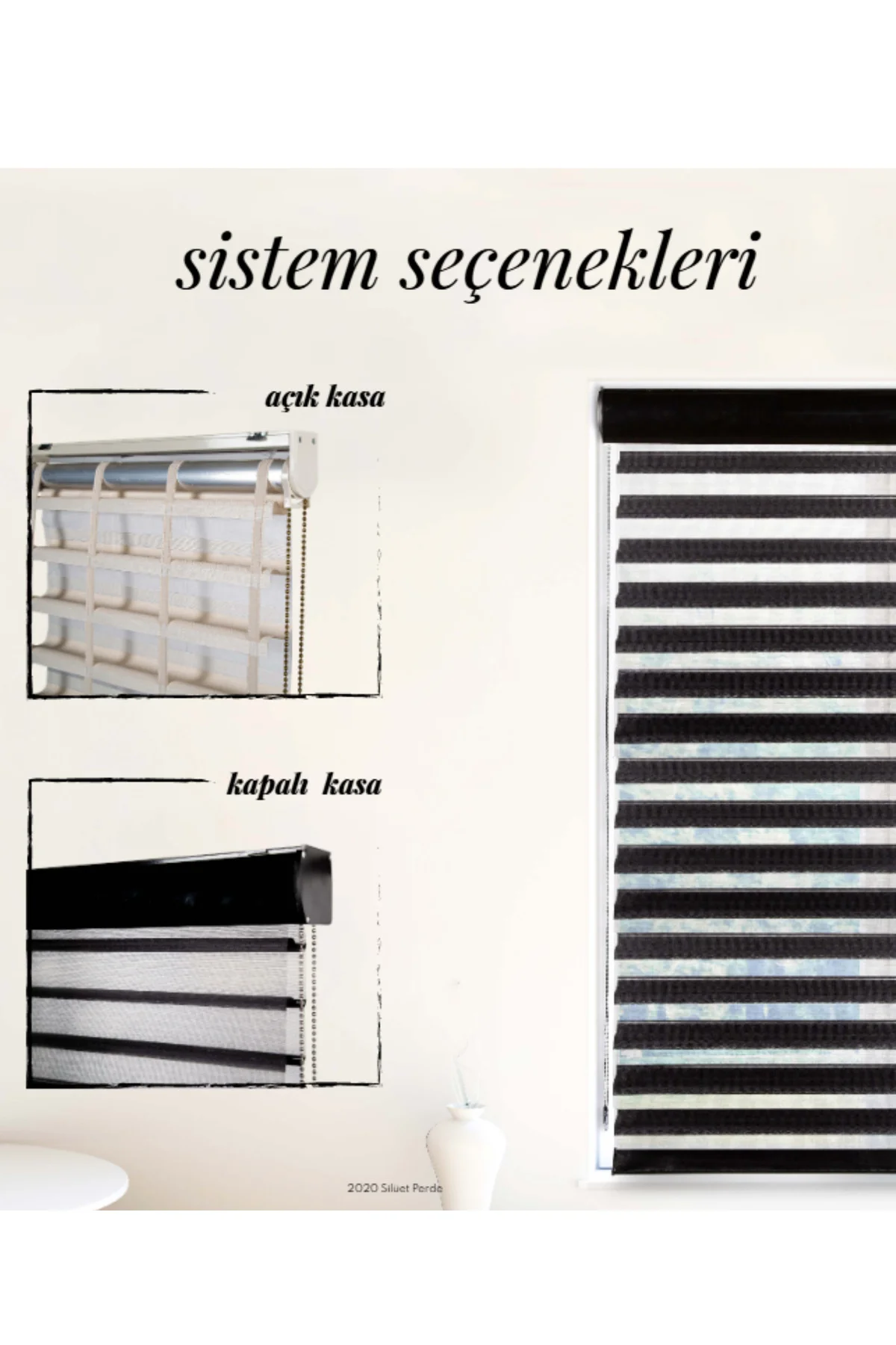 Picasso Shadow Silüet Kumaş Jaluzi Store Perde, Alüminyum Kasalı 