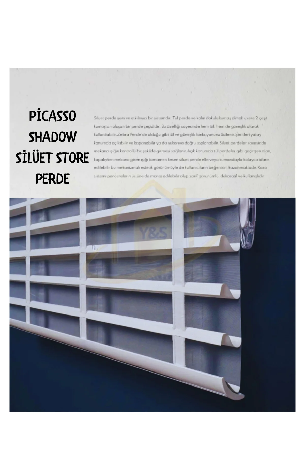 Picasso Shadow Silüet Kumaş Jaluzi Store Perde, Alüminyum Kasalı 