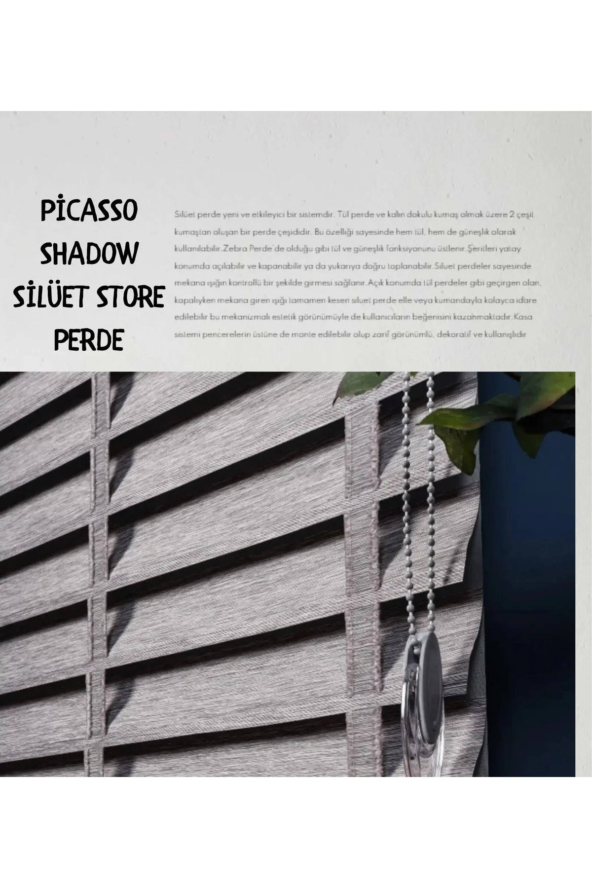 Picasso Shadow Silüet Kumaş Jaluzi Store Perde, Alüminyum Kasalı 