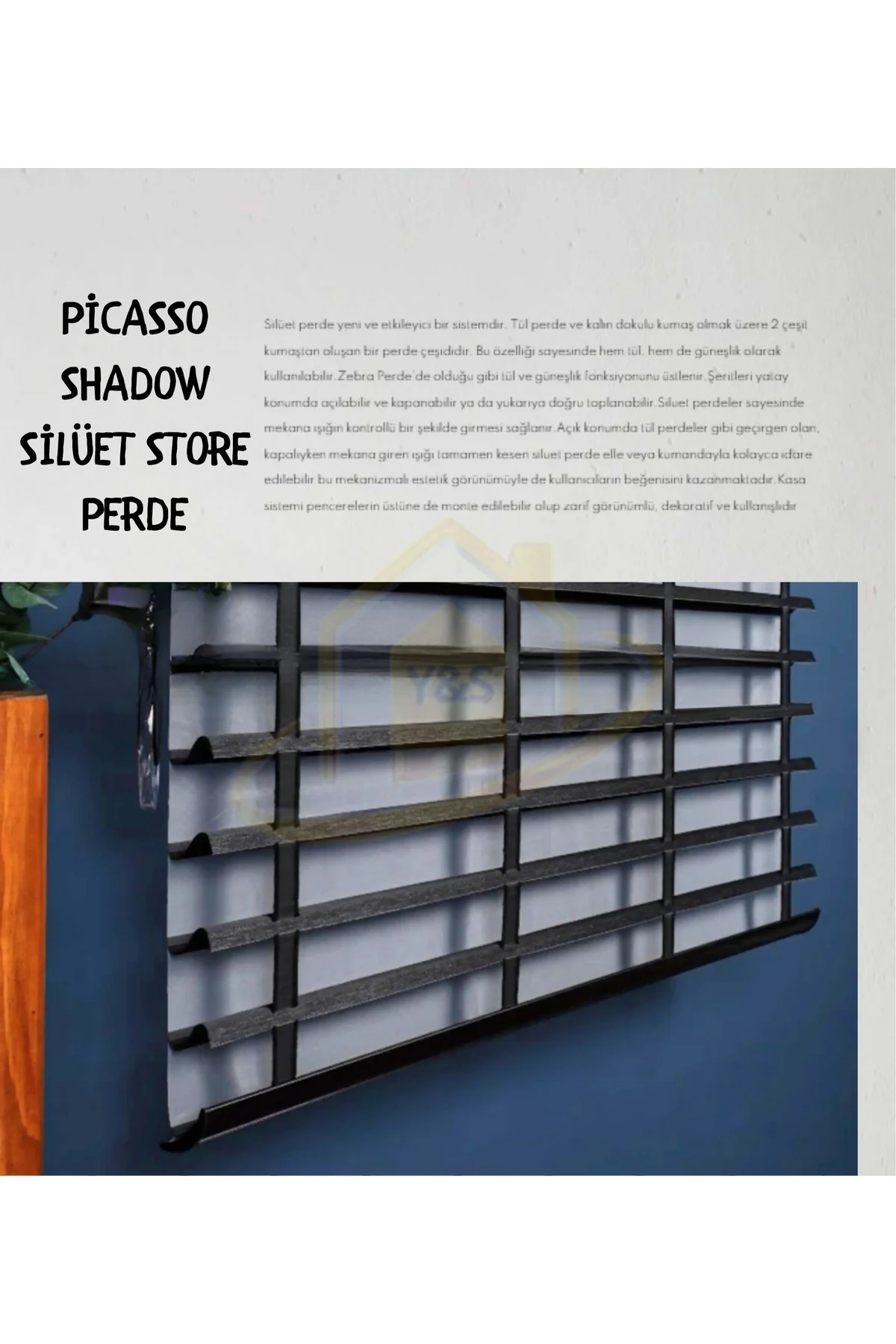 Picasso Shadow Silüet Kumaş Jaluzi Store Perde, Alüminyum Kasalı 