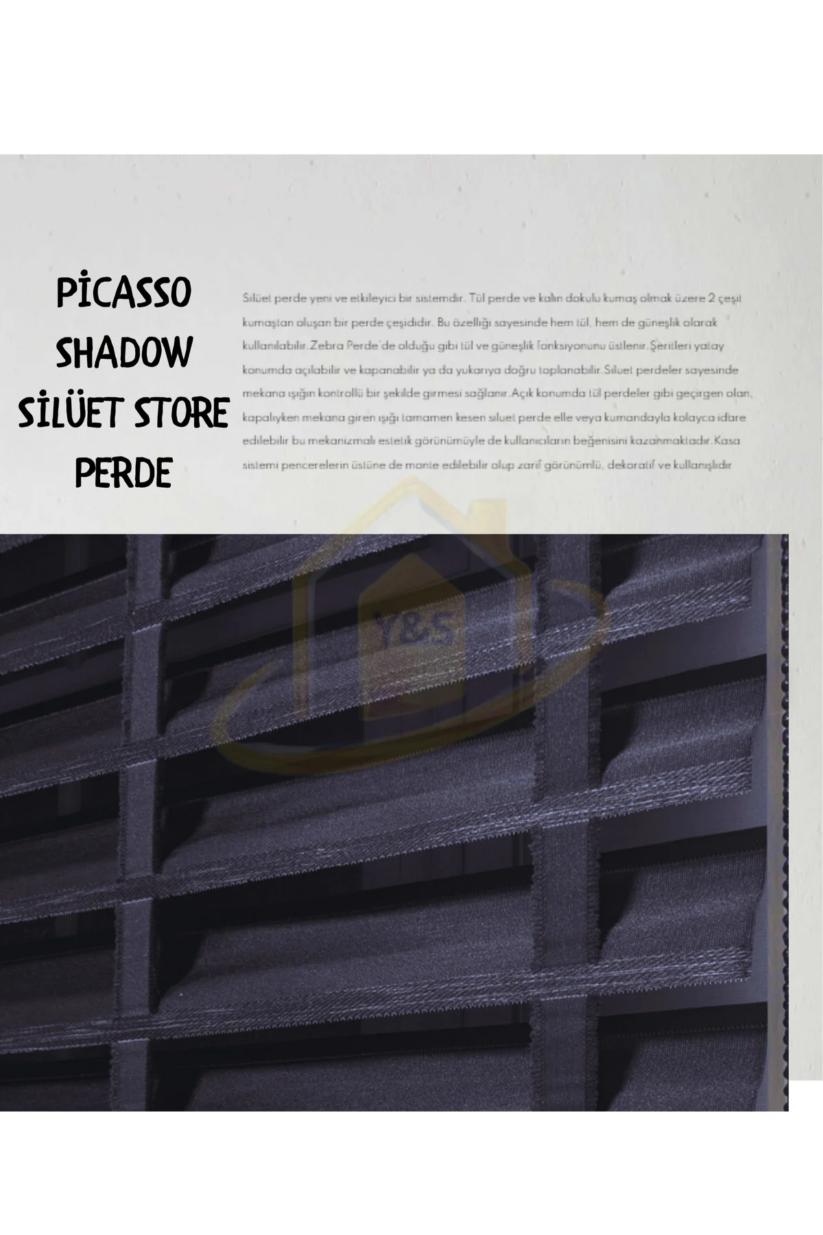 Picasso Shadow Silüet Kumaş Jaluzi Perde, Store Alüminyum Kasalı 