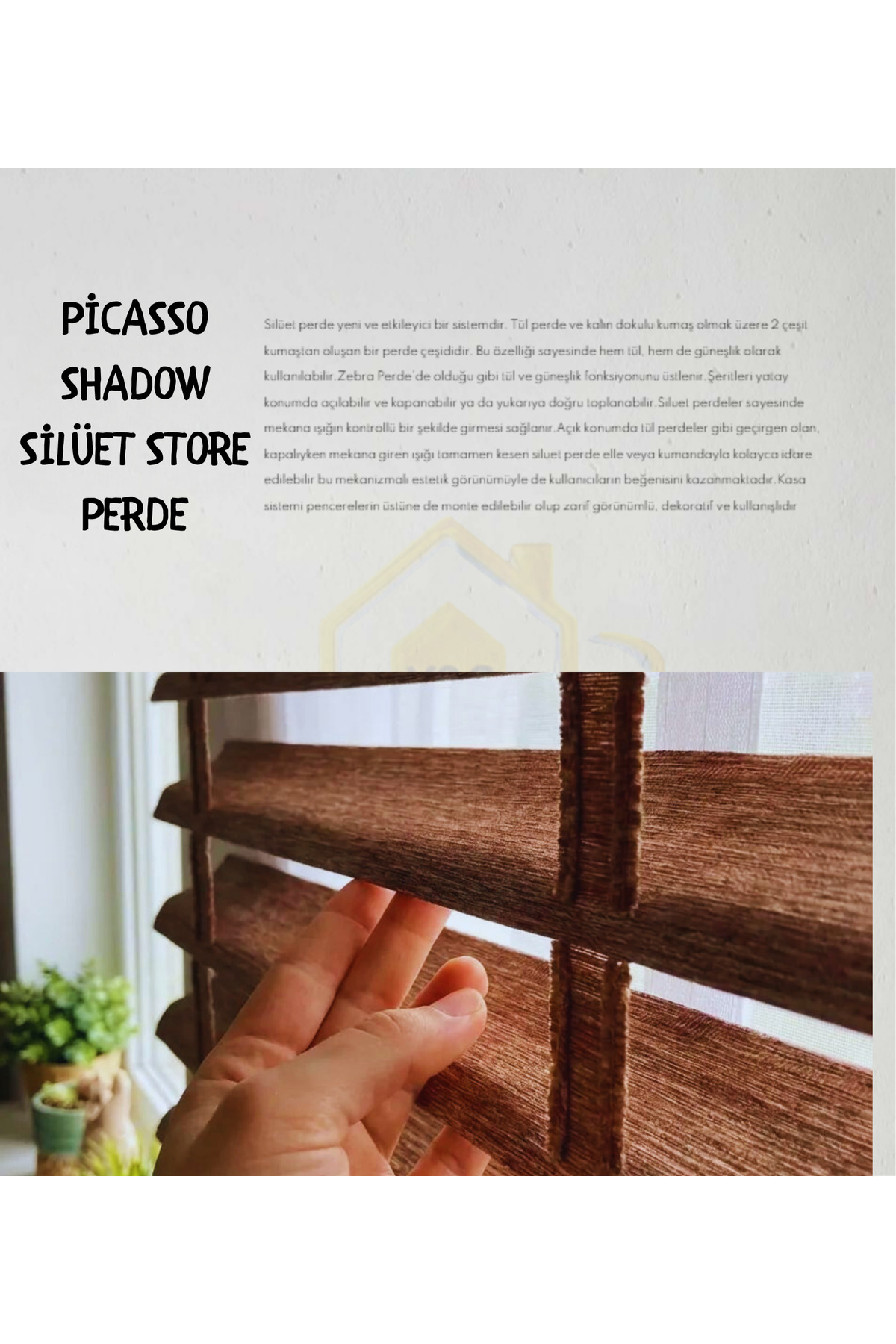 Picasso Shadow Silüet Kumaş Jaluzi Store Perde, Alüminyum Kasalı 
