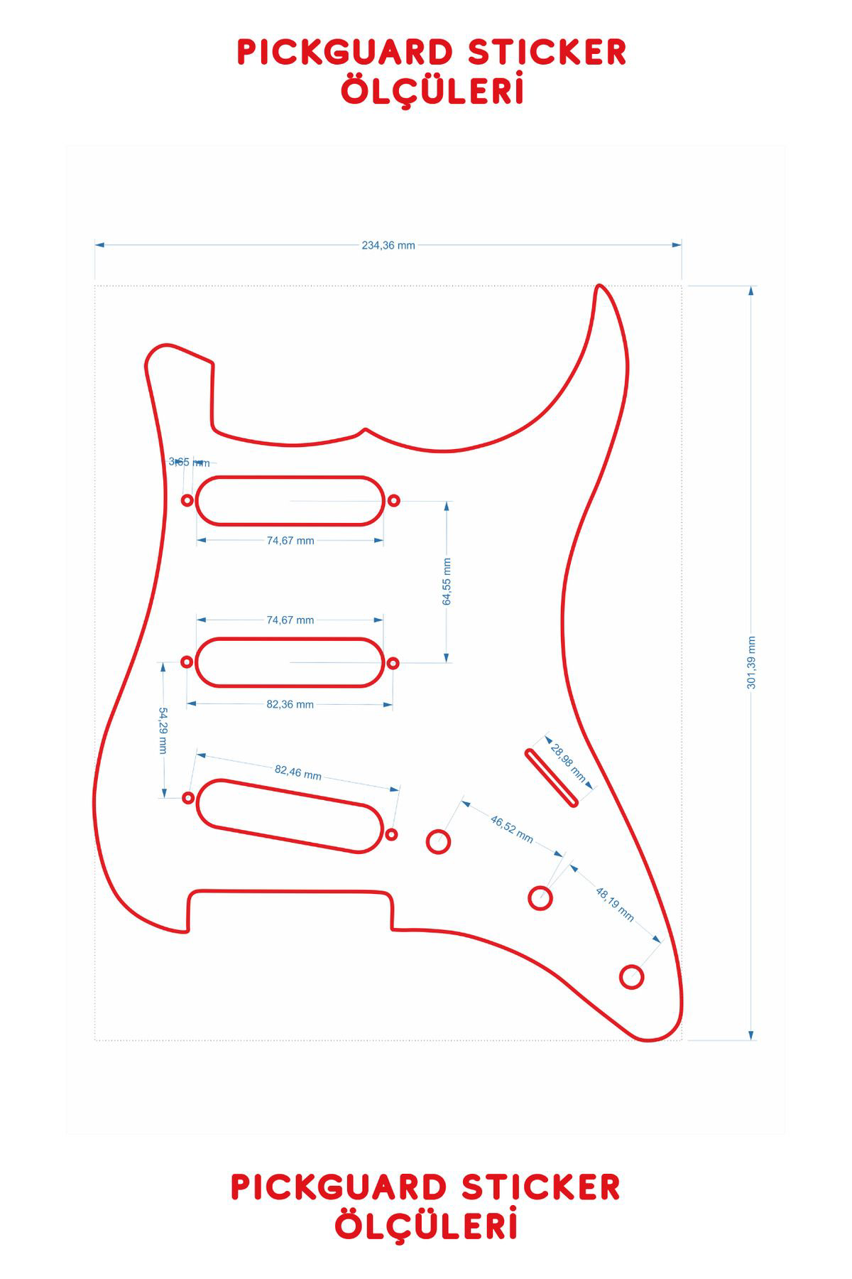 Salvador Pickguard Sticker - Strat Kasa Elektro Gitar Sss