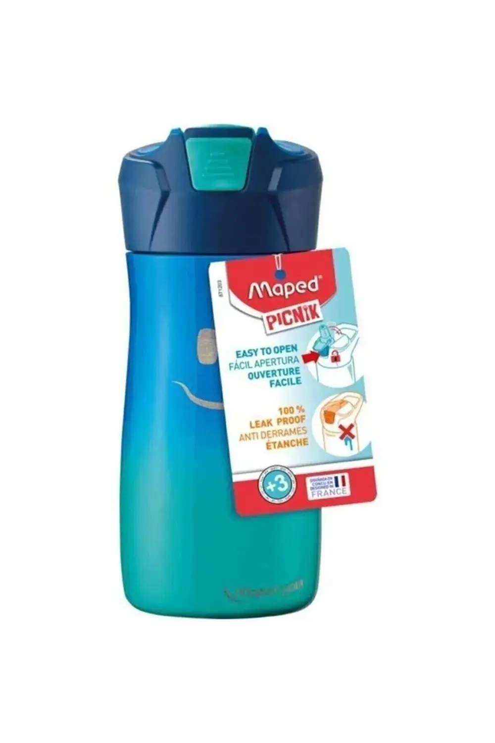 Picnik 430ml Çelik Matara Gülen Yüz Figürlü Mavi 620ZSERI