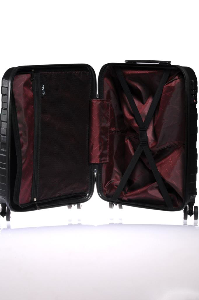 Louisiana Polo Pierre Cardin 3'Lü Valiz Seti Polikarbon Valiz 4X2 Teker Siyah 04