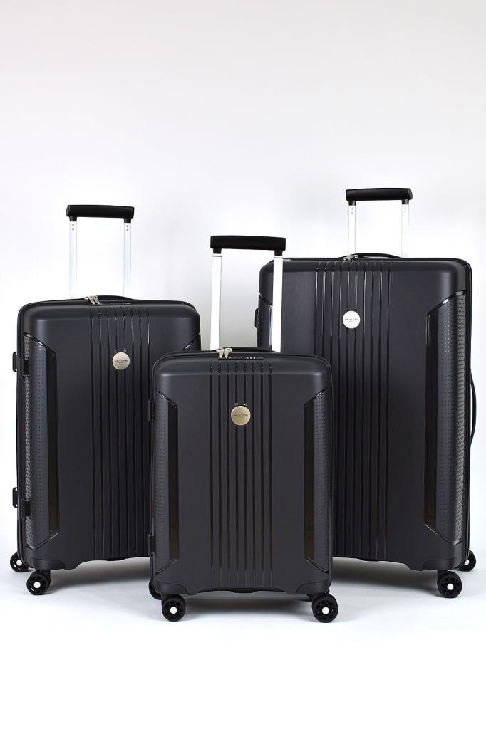 Louisiana Polo Pierre Cardin Polipropilen Kırılmaz 3'Lü Valiz Seti Siyah Pc7060