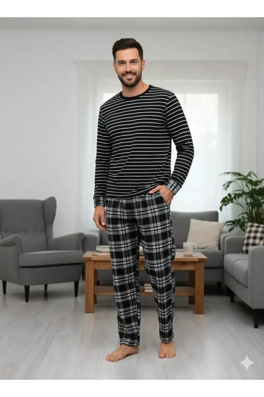 Pijalüx Tek Alt Cepli Ekose Pijama Pijalüx Tek Alt Cepli Ekose Pijama