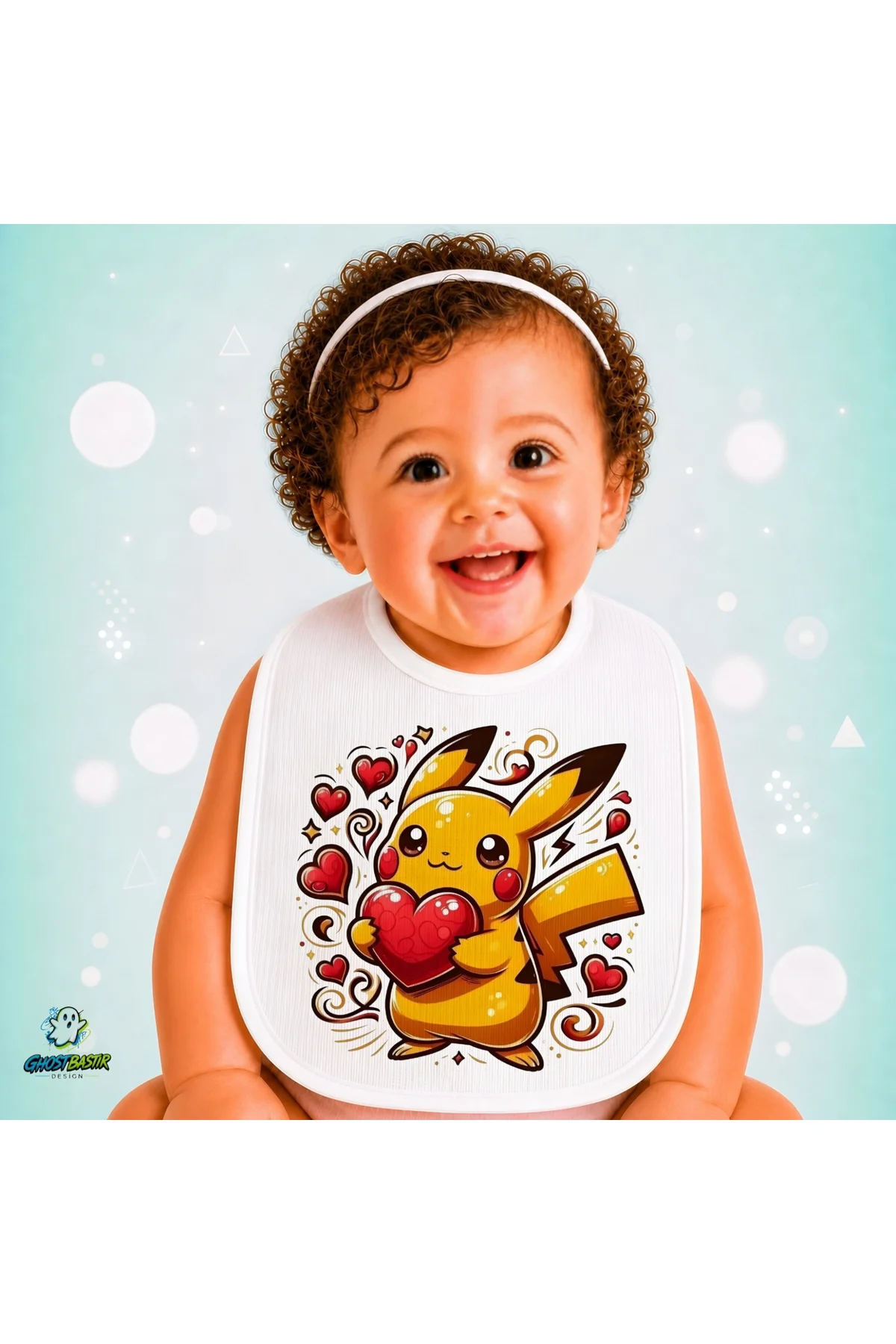 Pikachu Keten Bebek Mama Önlüğü – Yumuşak, Emici, Yıkanabilir, Özel Tasarım P158