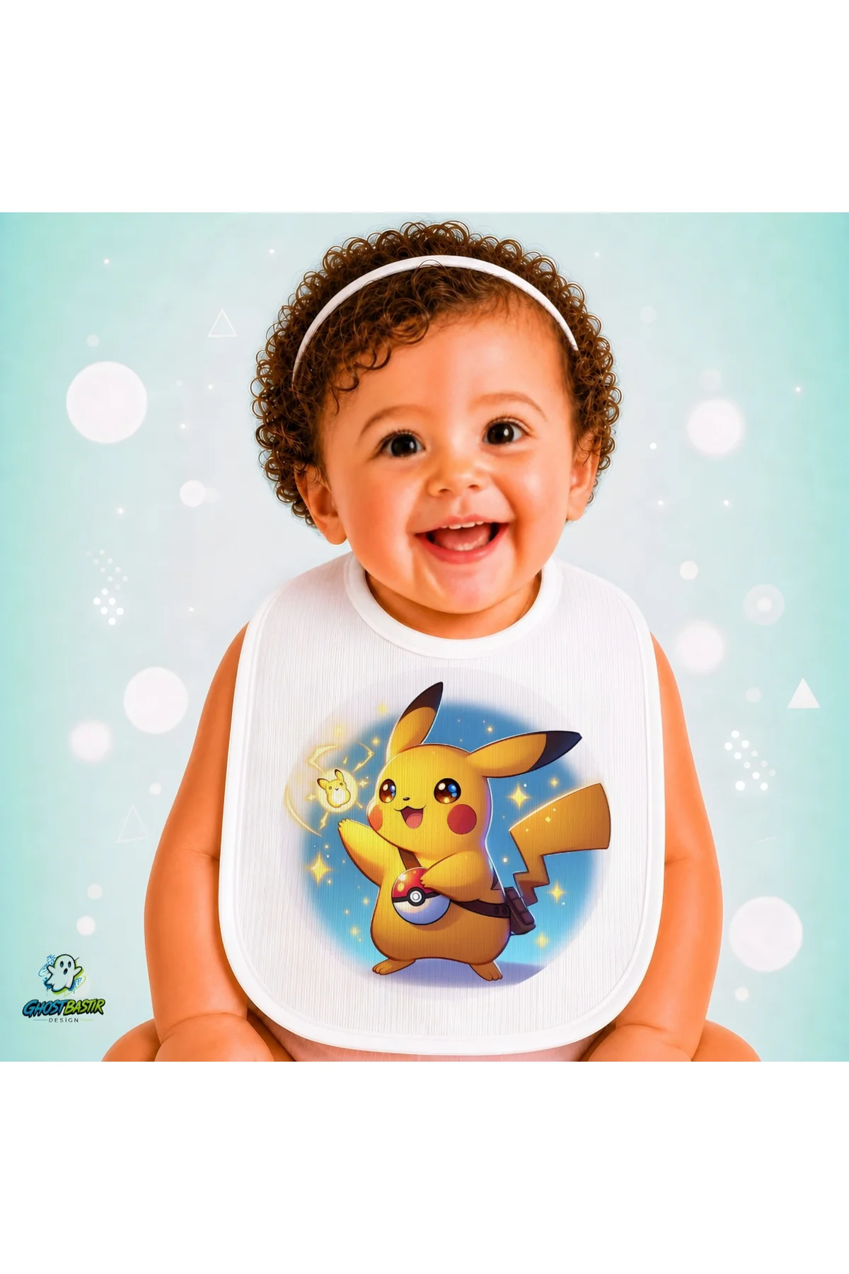 Pikachu Keten Bebek Mama Önlüğü – Yumuşak, Emici, Yıkanabilir, Özel Tasarım P156