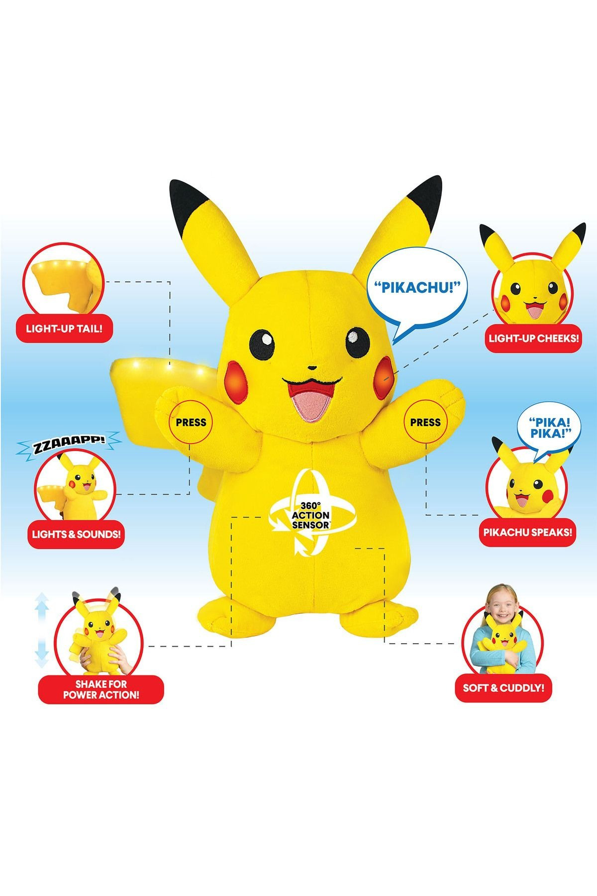 Oyuncak Store Pikachu Sesli Ve İşıklı Peluş Figür