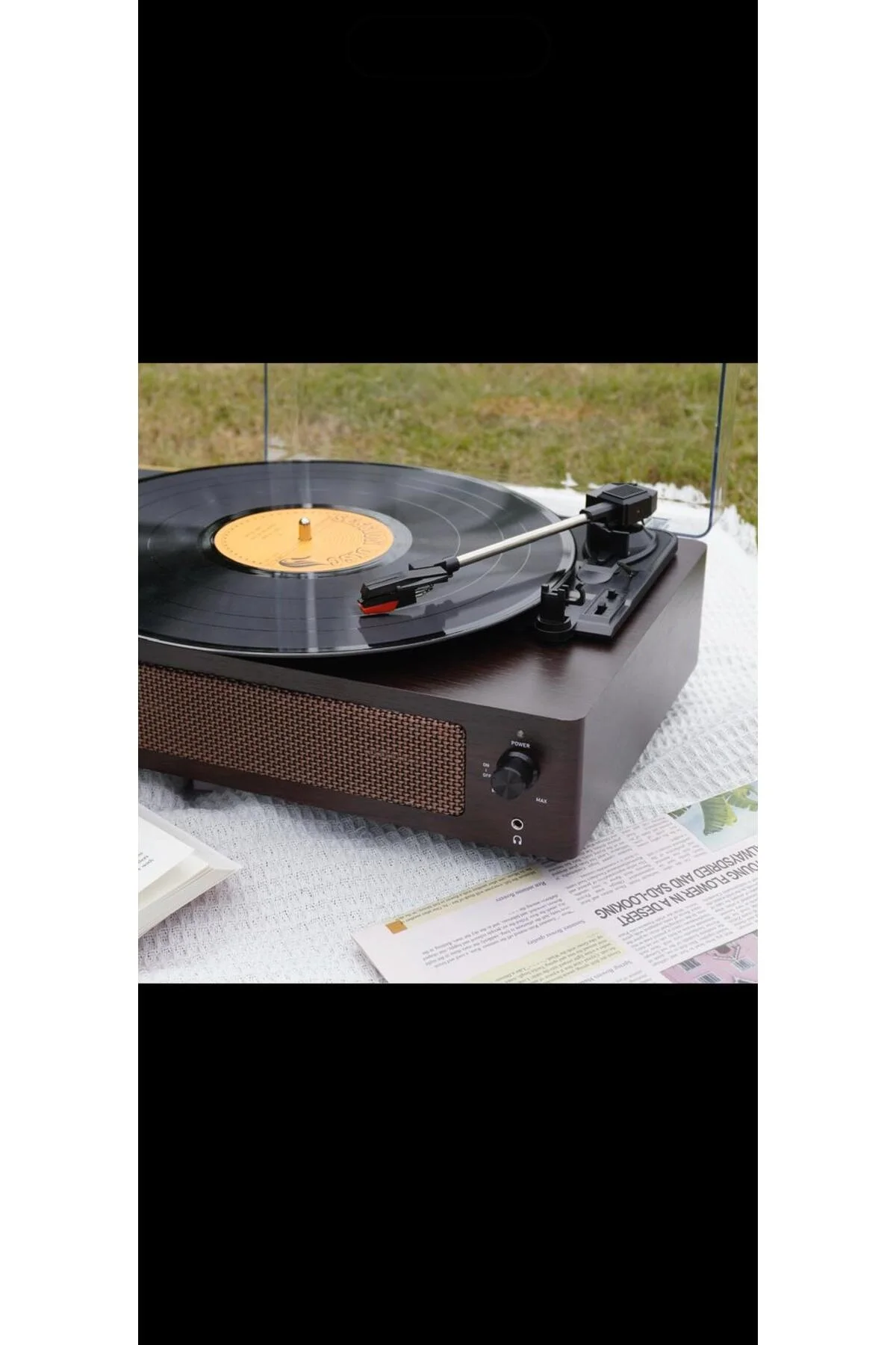 Pikap kahverengi renk 33/45/78 devir destekli 2 yıl garantili CD müzik plak çalar