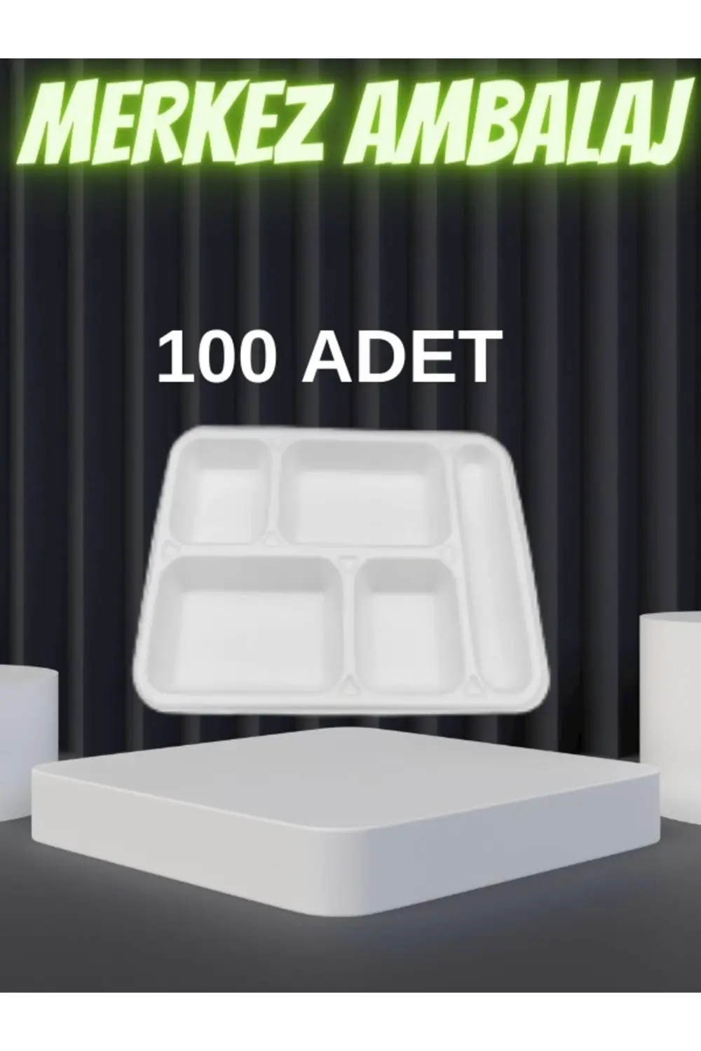 Piknik Mevlid Ofis Ve Iş Yeri Için 5 Göz Tabildot Tabak 100 Adet