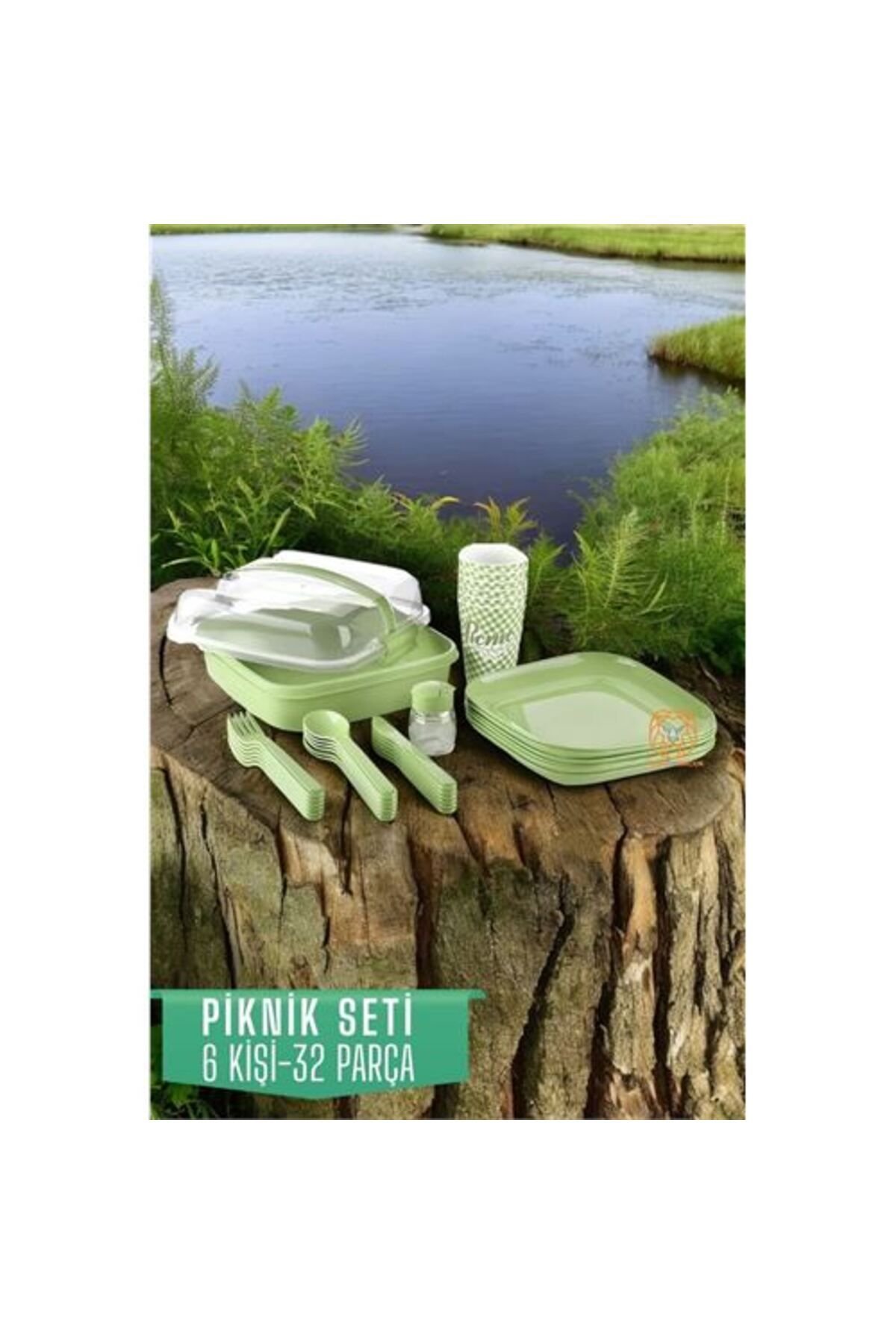 Modacar Piknik Seti 6 Kişilik 32 Parça Yeşil