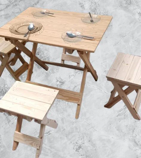 Piknik Seti Katlanabilir HAM 90391Çam Ağac AZ Yer İşgal Eder Çok 