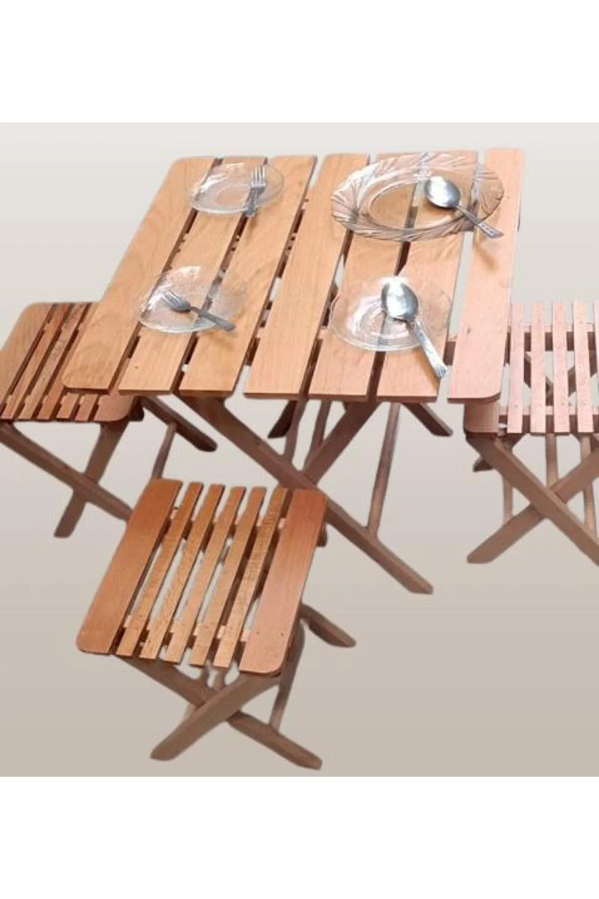 Piknik Seti Katlanabilir 90392 Kayın Ağacı AZ Yer İşgal Eder Çok İş Yapar El Yapım Piknik Seti Katlanabilir 90392 Kayın Ağacı AZ Yer İşgal Eder Çok İş Yapar El Yapım - Görsel 3