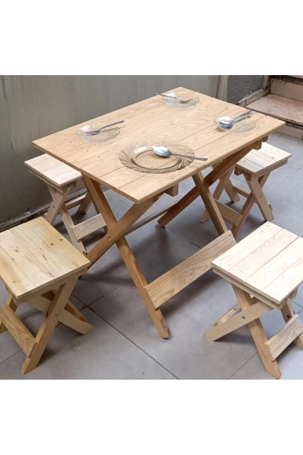 Piknik Seti Katlanabilir HAM 90391Çam Ağac AZ Yer İşgal Eder Çok İş Yapar El Yapım Piknik Seti Katlanabilir HAM 90391Çam Ağac AZ Yer İşgal Eder Çok İş Yapar El Yapım - Görsel 8